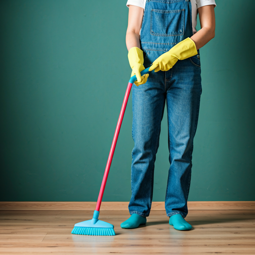 Professional cleaner using equipment