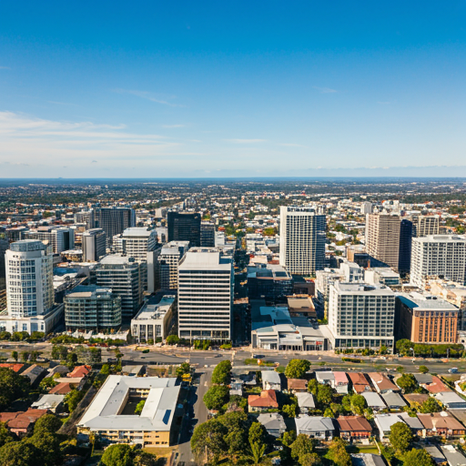 Scenic aerial view of Ipswich city